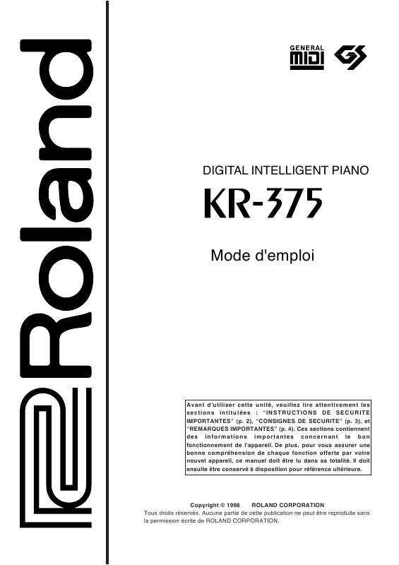 Guide utilisation  ROLAND KR-375  de la marque ROLAND