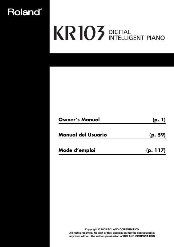 Guide utilisation  ROLAND KR103  de la marque ROLAND
