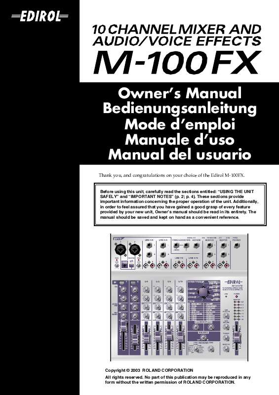 Guide utilisation  ROLAND M-100FX  de la marque ROLAND