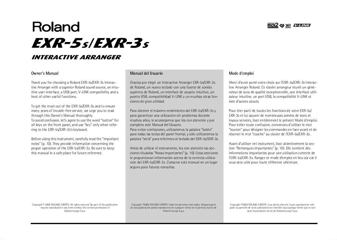 Guide utilisation  ROLAND EXR-3S  de la marque ROLAND