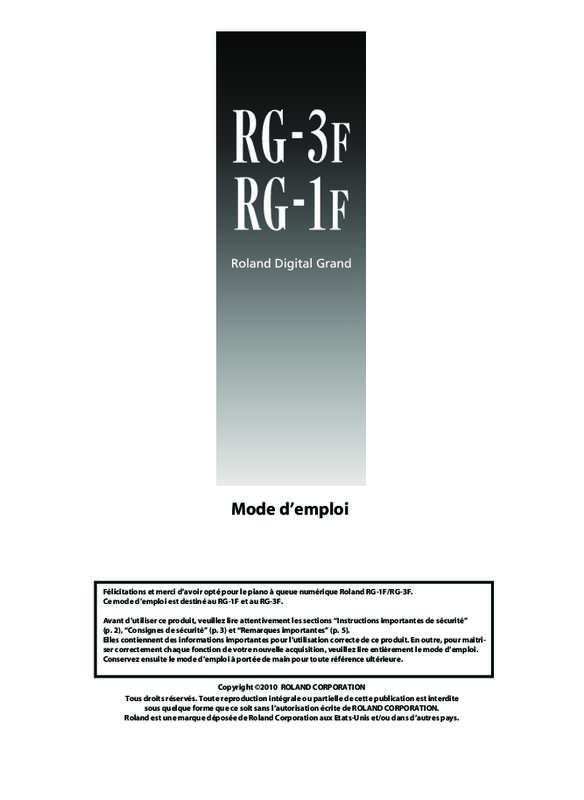 Guide utilisation  ROLAND RG-3F-PE  de la marque ROLAND