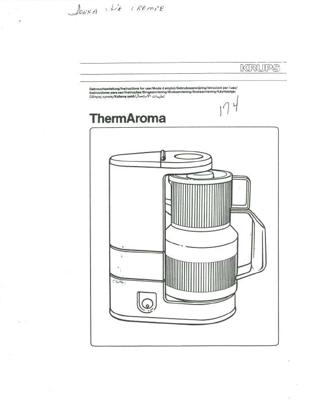Guide utilisation KRUPS THERMAROMA 174 de la marque KRUPS