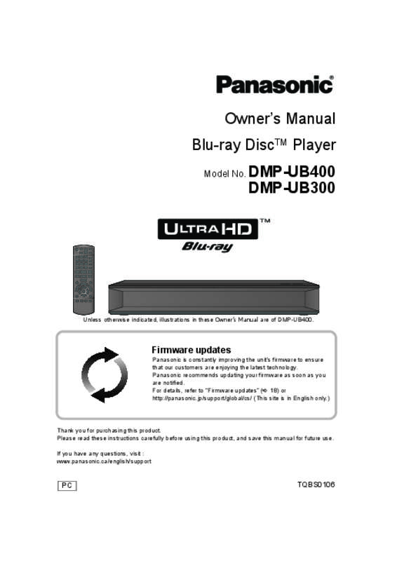 Guide utilisation PANASONIC DMP-UB300EGK  de la marque PANASONIC
