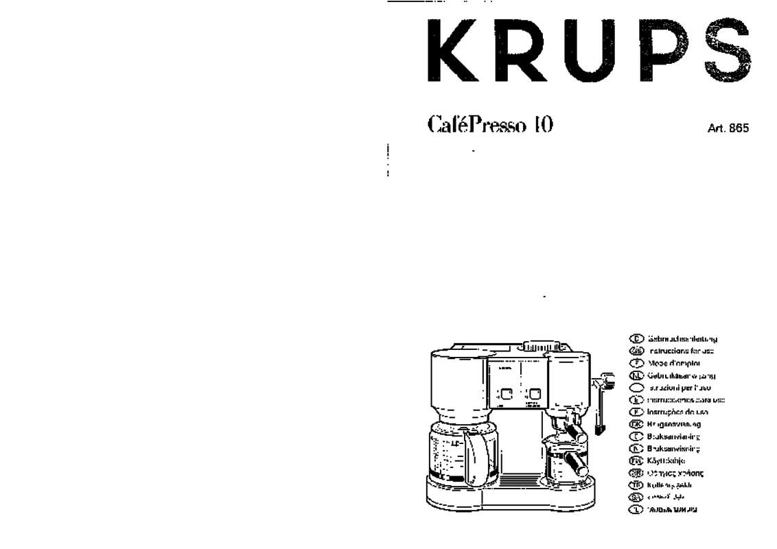 Guide utilisation KRUPS F865 de la marque KRUPS