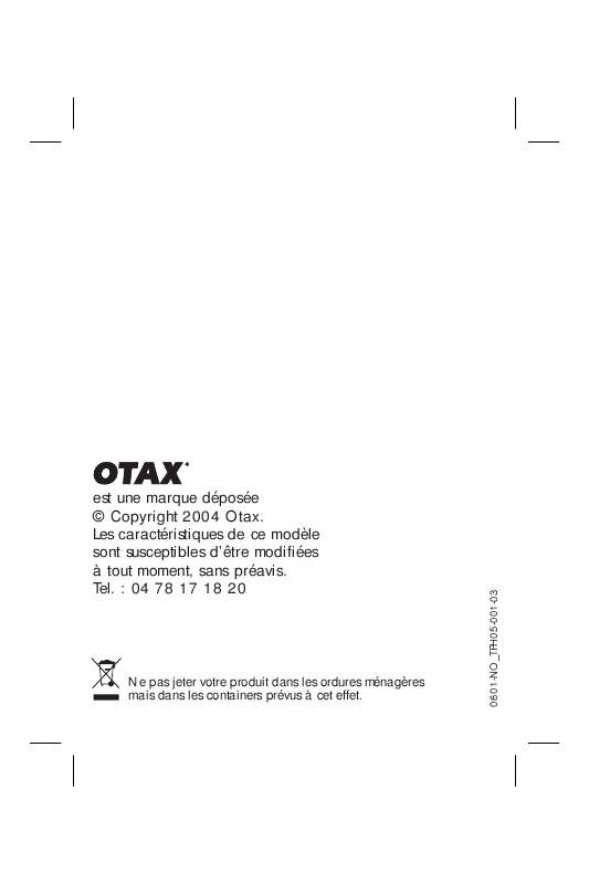 Guide utilisation  OTAX TPH05  de la marque OTAX