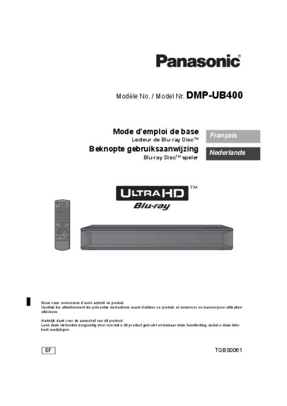 Guide utilisation PANASONIC DMP-UB400  de la marque PANASONIC