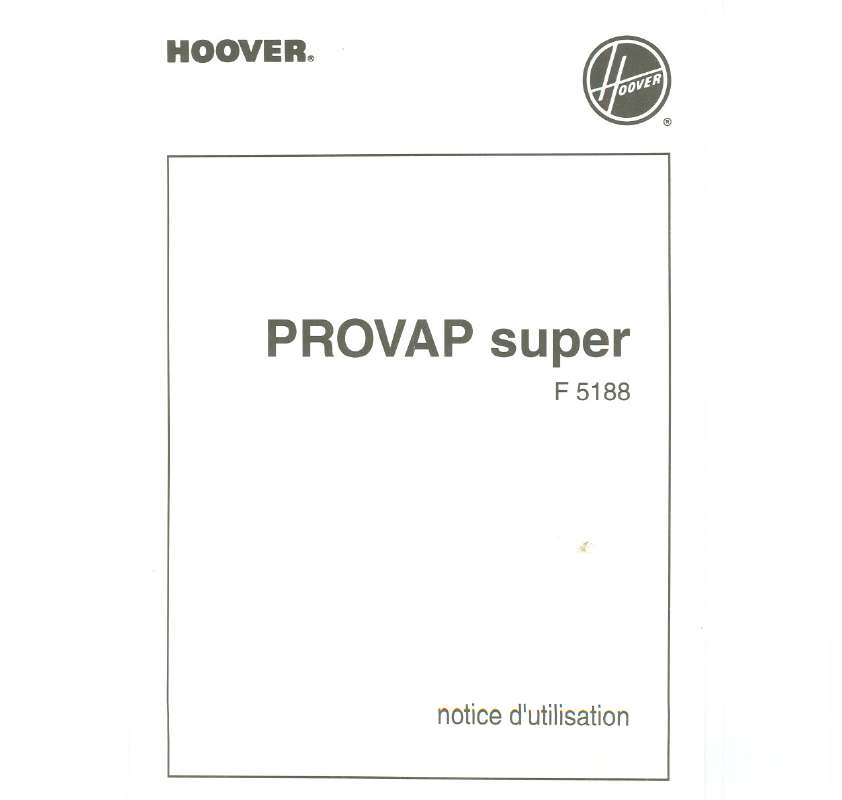 Guide utilisation  HOOVER F 5188  de la marque HOOVER