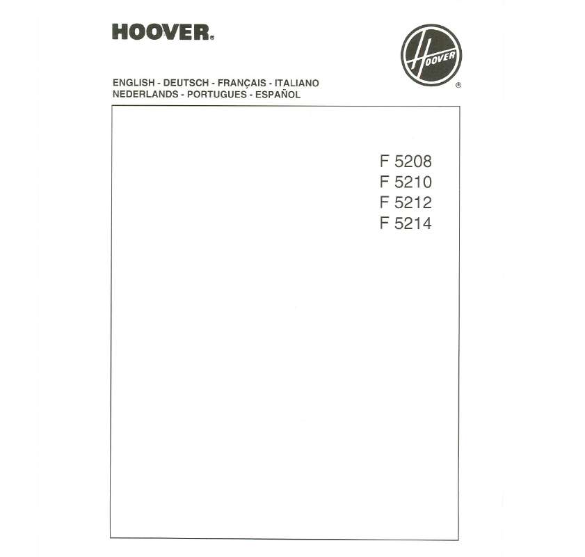 Guide utilisation  HOOVER F 5208  de la marque HOOVER