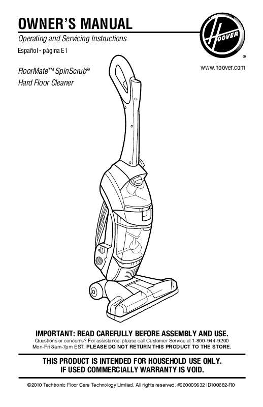 Guide utilisation  HOOVER HARD FLOOR CLEANER FH40030  de la marque HOOVER