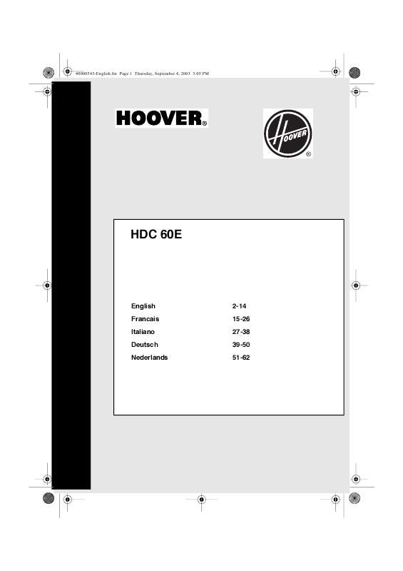 Guide utilisation  HOOVER HDC 60E  de la marque HOOVER