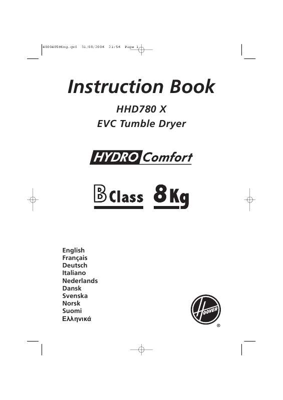 Guide utilisation  HOOVER HHD780 X  de la marque HOOVER
