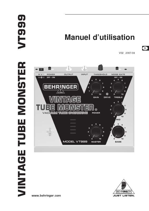 Guide utilisation BEHRINGER VT999  de la marque BEHRINGER