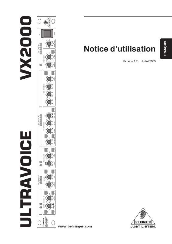 Guide utilisation BEHRINGER VX2000  de la marque BEHRINGER