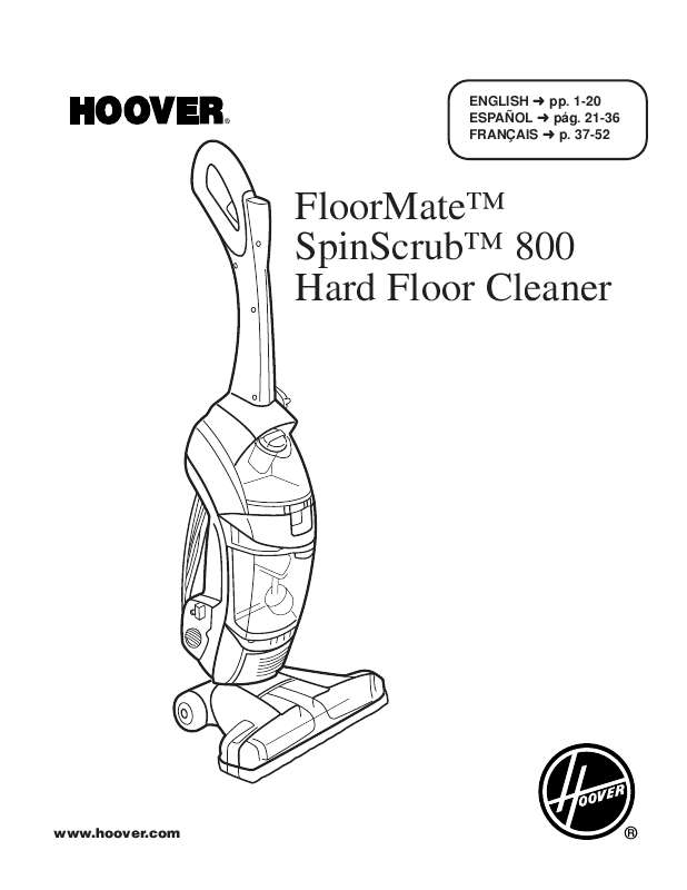 Guide utilisation  HOOVER SPINSCRUB 800  de la marque HOOVER