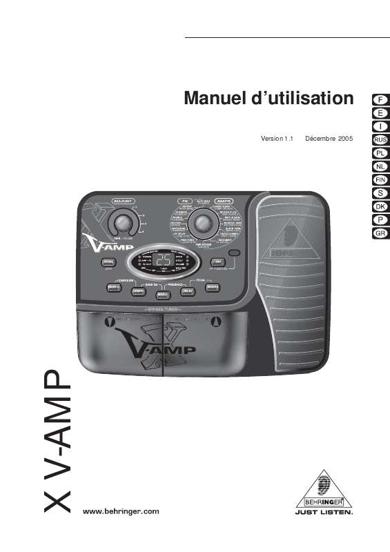 Guide utilisation BEHRINGER X V-AMP  de la marque BEHRINGER
