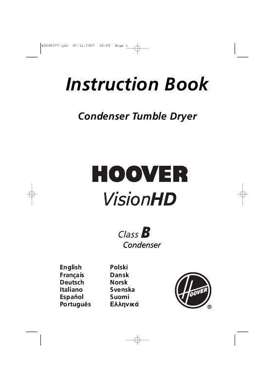 Guide utilisation  HOOVER VISION HD CLASSE B  de la marque HOOVER