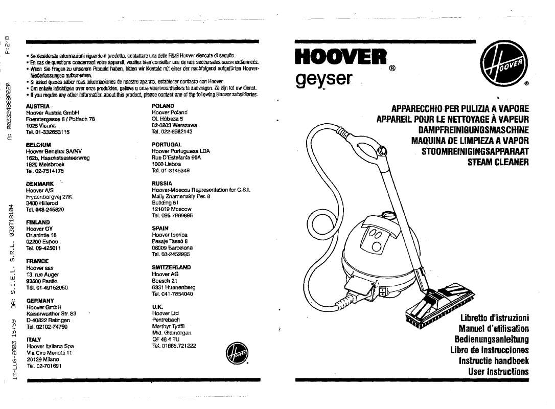 Guide utilisation  HOOVER F 2200  de la marque HOOVER