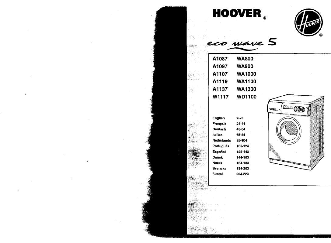Guide utilisation  HOOVER W 1117  de la marque HOOVER