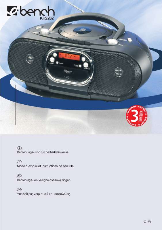 Guide utilisation  KOMPERNASS EBENCH KH 2262 RADIO MAGNETOPHONE AVEC LECTEUR CD  de la marque KOMPERNASS