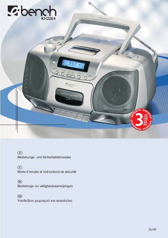 Guide utilisation  KOMPERNASS EBENCH KH 2264 RADIO MAGNETOPHONE AVEC LECTEUR CD  de la marque KOMPERNASS