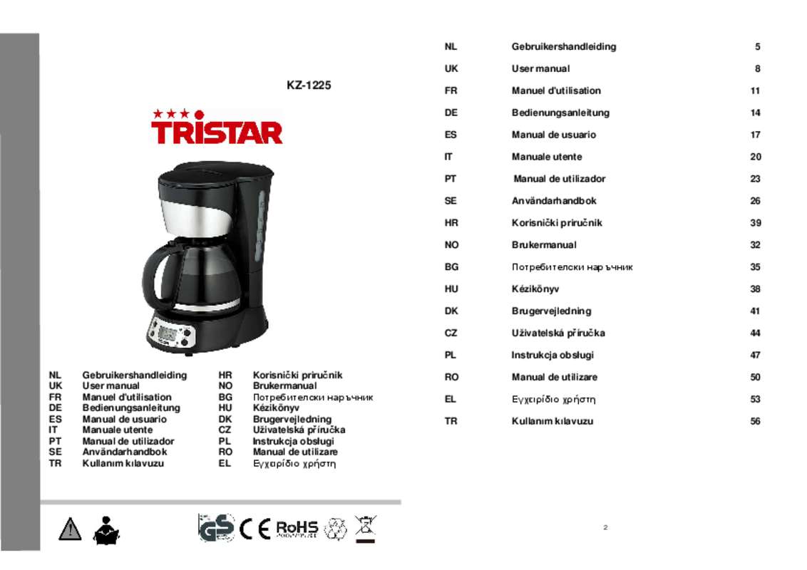 Guide utilisation TRISTAR KZ-1225 de la marque TRISTAR