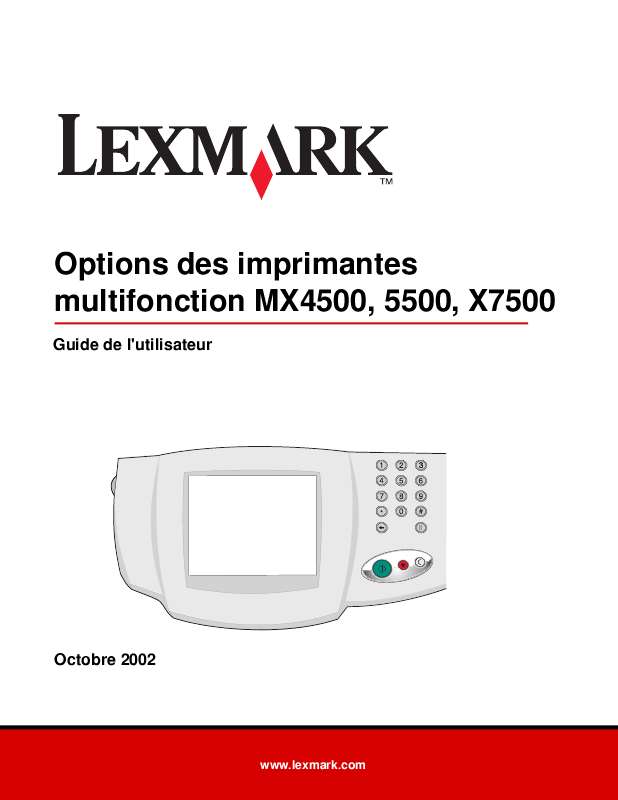 Guide utilisation LEXMARK 5500 MFP OPTION  de la marque LEXMARK