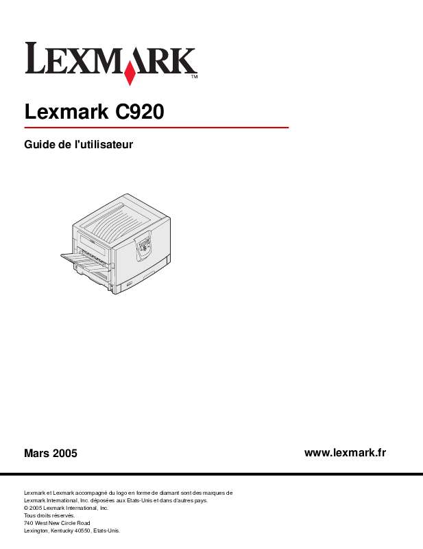 Guide utilisation LEXMARK C920  de la marque LEXMARK