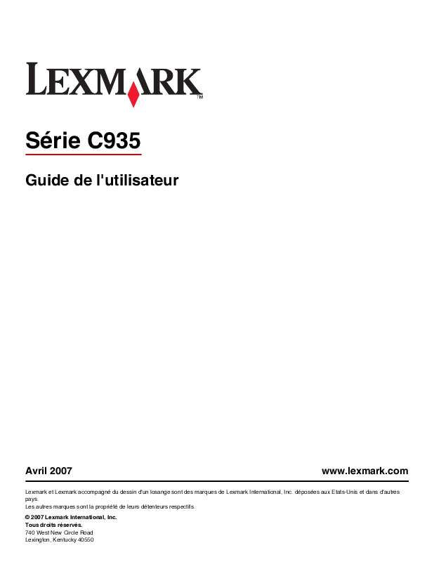 Guide utilisation LEXMARK C935  de la marque LEXMARK