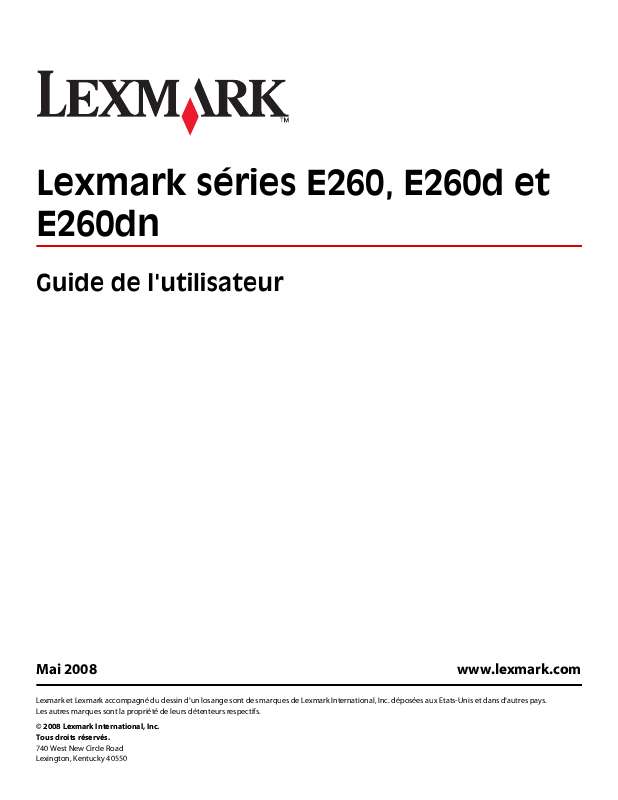 Guide utilisation LEXMARK E260  de la marque LEXMARK