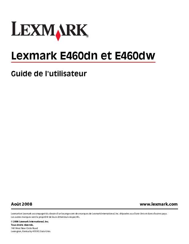 Guide utilisation LEXMARK E460DN  de la marque LEXMARK