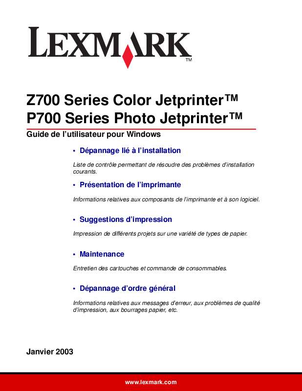 Guide utilisation LEXMARK P700  de la marque LEXMARK
