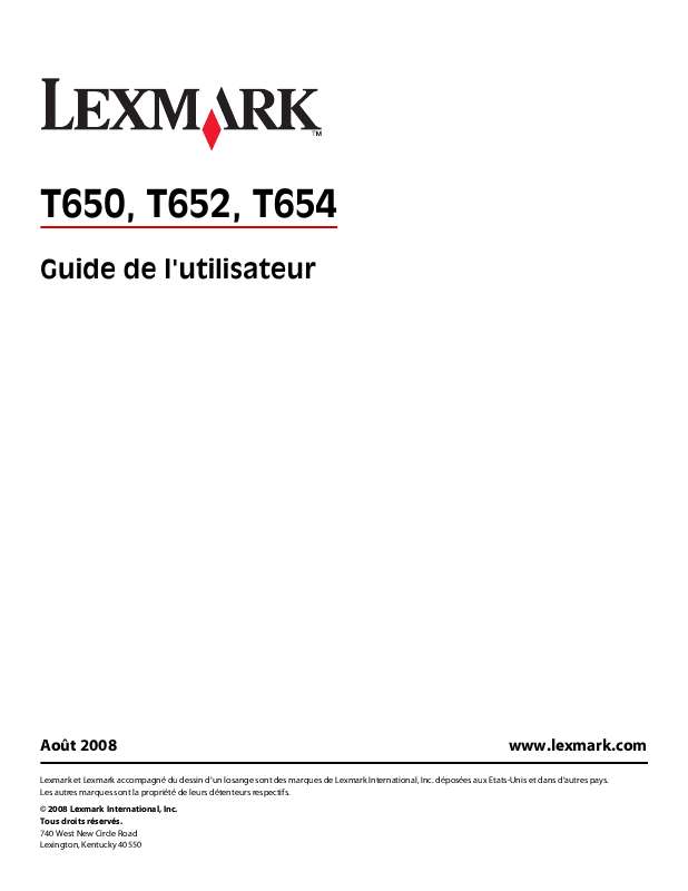 Guide utilisation LEXMARK T650  de la marque LEXMARK