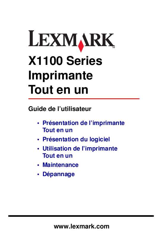 Guide utilisation LEXMARK X1100  de la marque LEXMARK