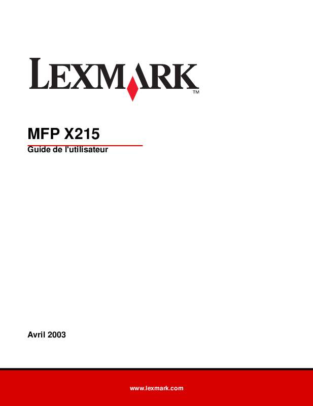 Guide utilisation LEXMARK X215  de la marque LEXMARK