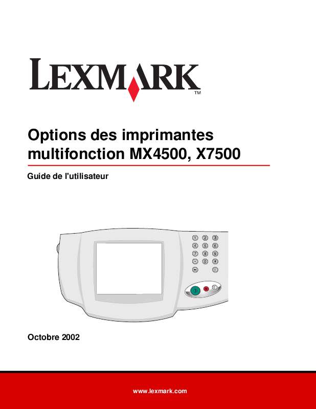 Guide utilisation LEXMARK X4500 MFP  de la marque LEXMARK