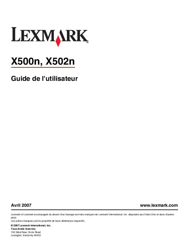 Guide utilisation LEXMARK X500N  de la marque LEXMARK