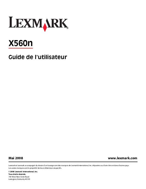 Guide utilisation LEXMARK X560N  de la marque LEXMARK