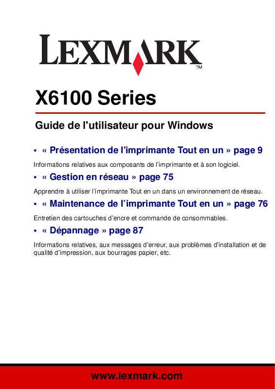 Guide utilisation LEXMARK X6150  de la marque LEXMARK
