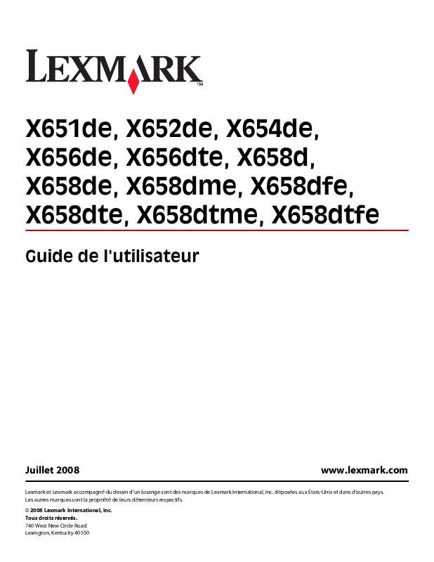 Guide utilisation LEXMARK X651  de la marque LEXMARK