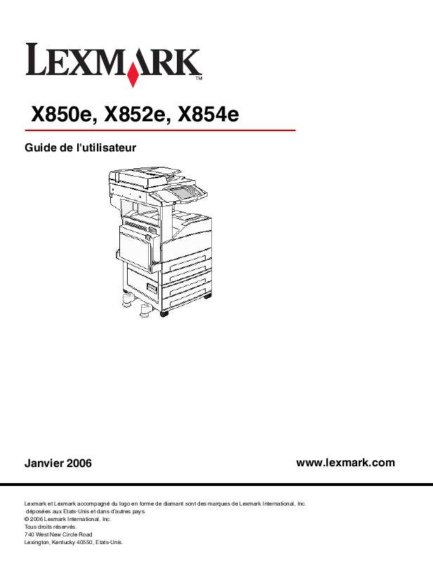 Guide utilisation LEXMARK X850E  de la marque LEXMARK