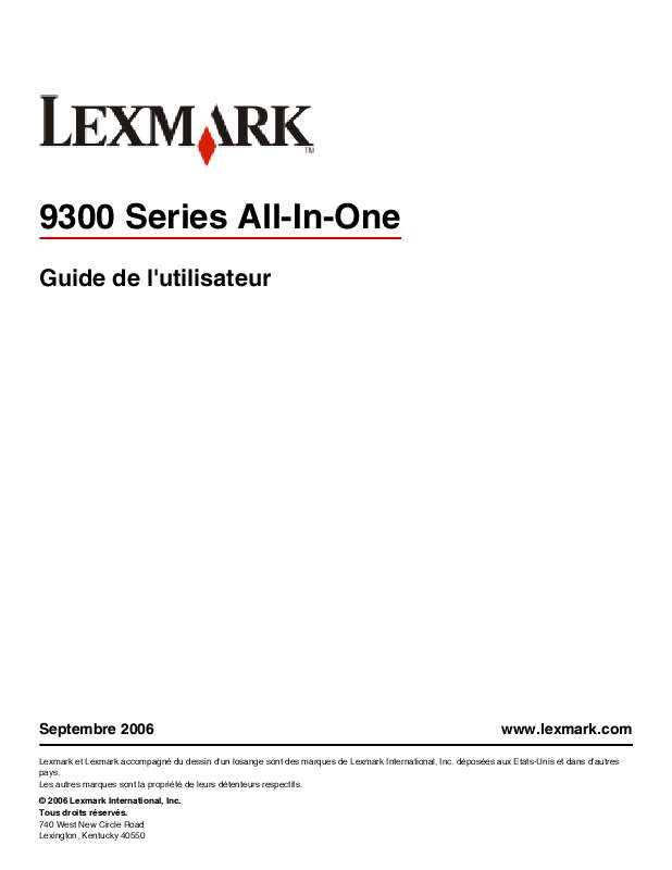 Guide utilisation LEXMARK X9350  de la marque LEXMARK