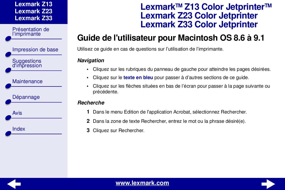 Guide utilisation LEXMARK Z13  de la marque LEXMARK