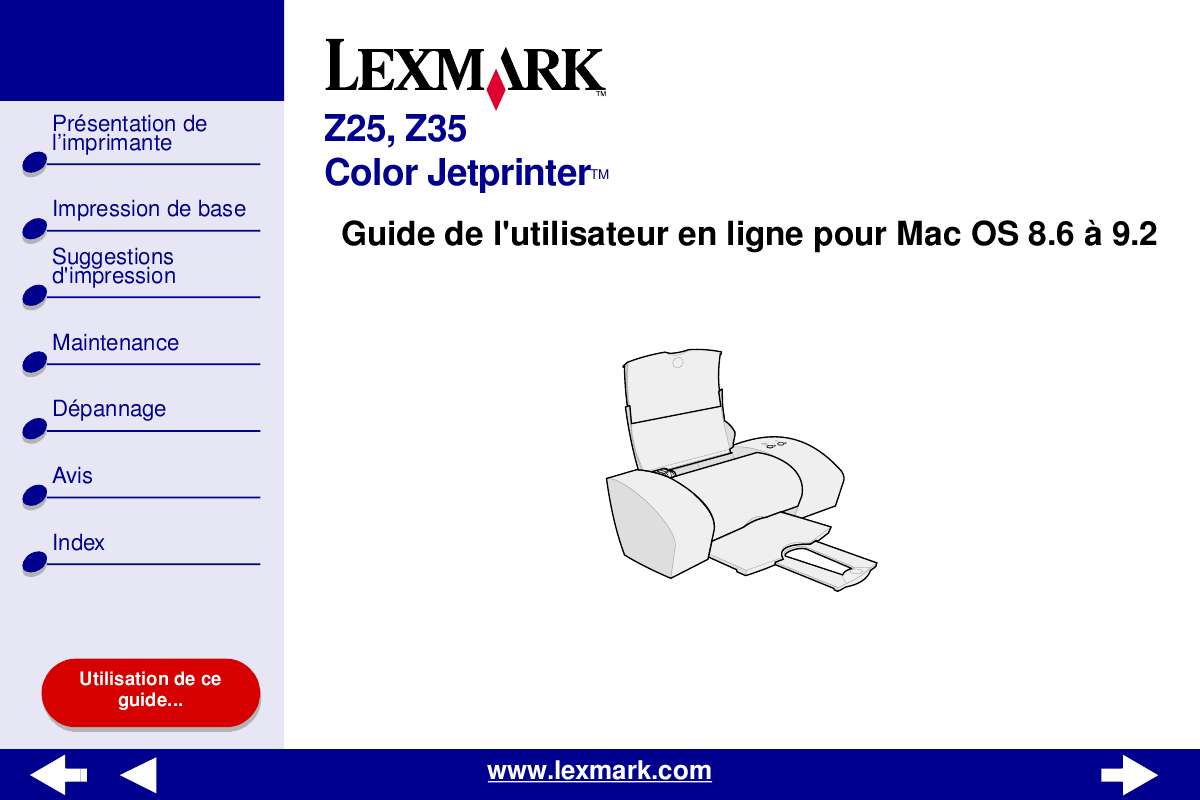 Guide utilisation LEXMARK Z25  de la marque LEXMARK