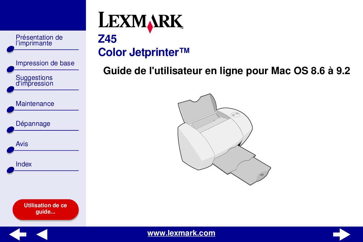 Guide utilisation LEXMARK Z45  de la marque LEXMARK