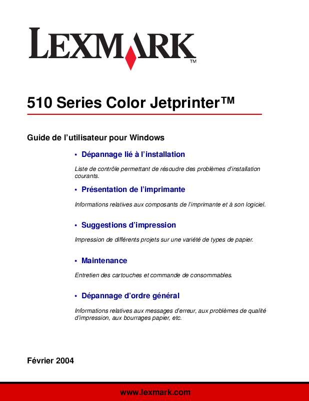 Guide utilisation LEXMARK Z515  de la marque LEXMARK