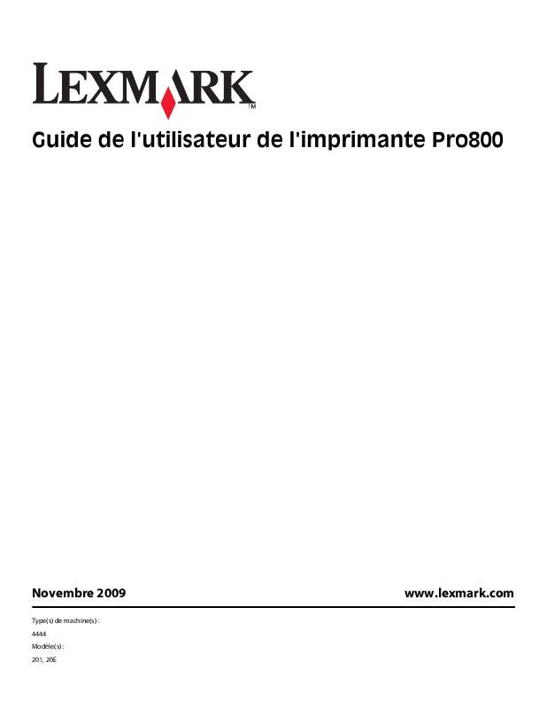 Guide utilisation LEXMARK PRESTIGE PRO800  de la marque LEXMARK
