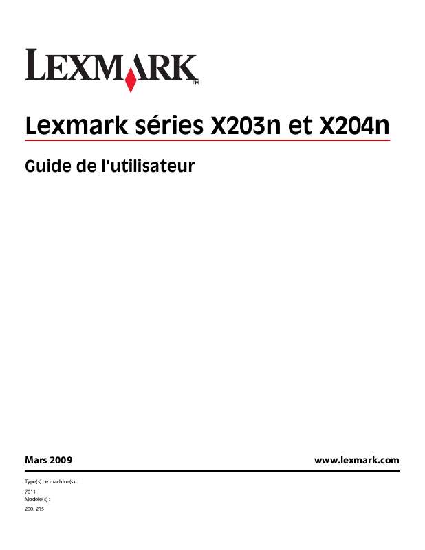 Guide utilisation LEXMARK X203N  de la marque LEXMARK