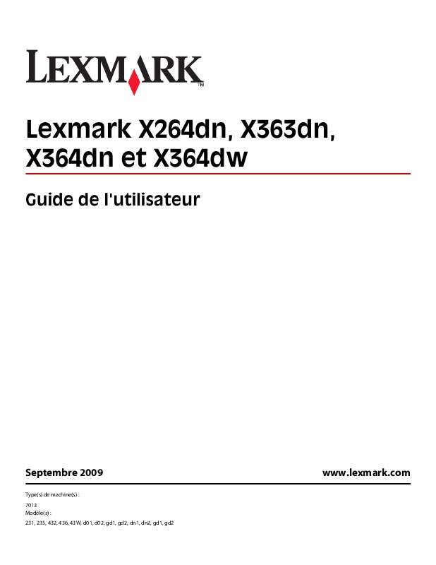 Guide utilisation LEXMARK X264DN  de la marque LEXMARK