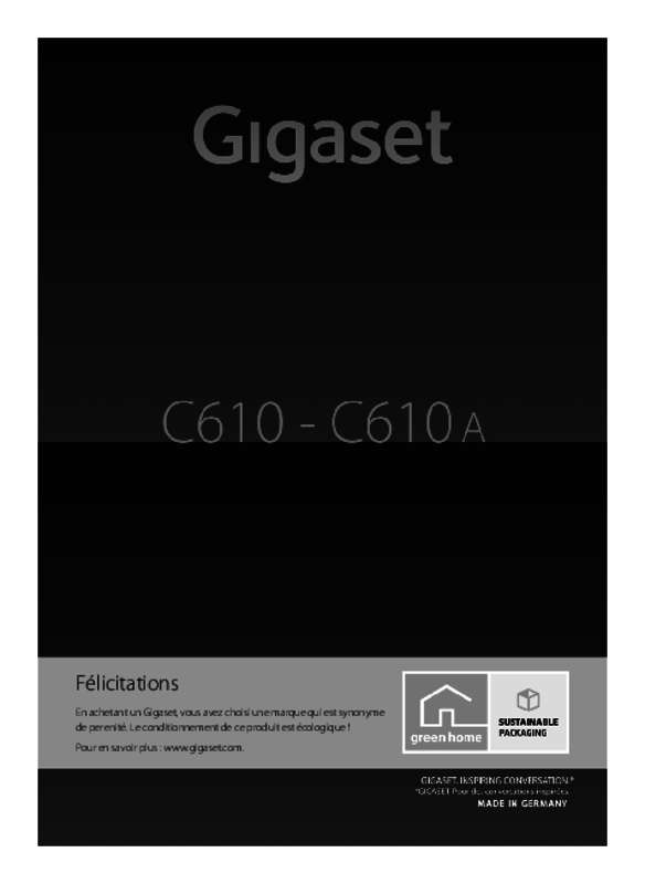 Guide utilisation GIGASET C610 DUO  de la marque GIGASET