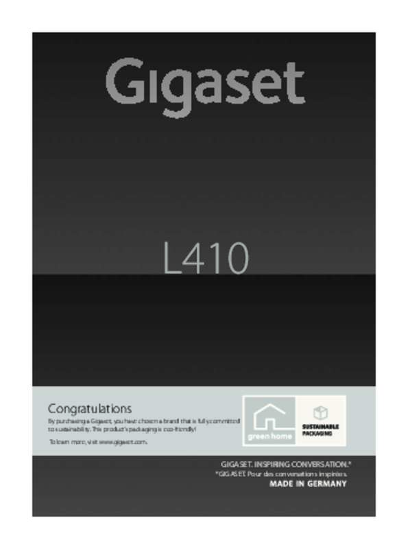 Guide utilisation GIGASET L410  de la marque GIGASET